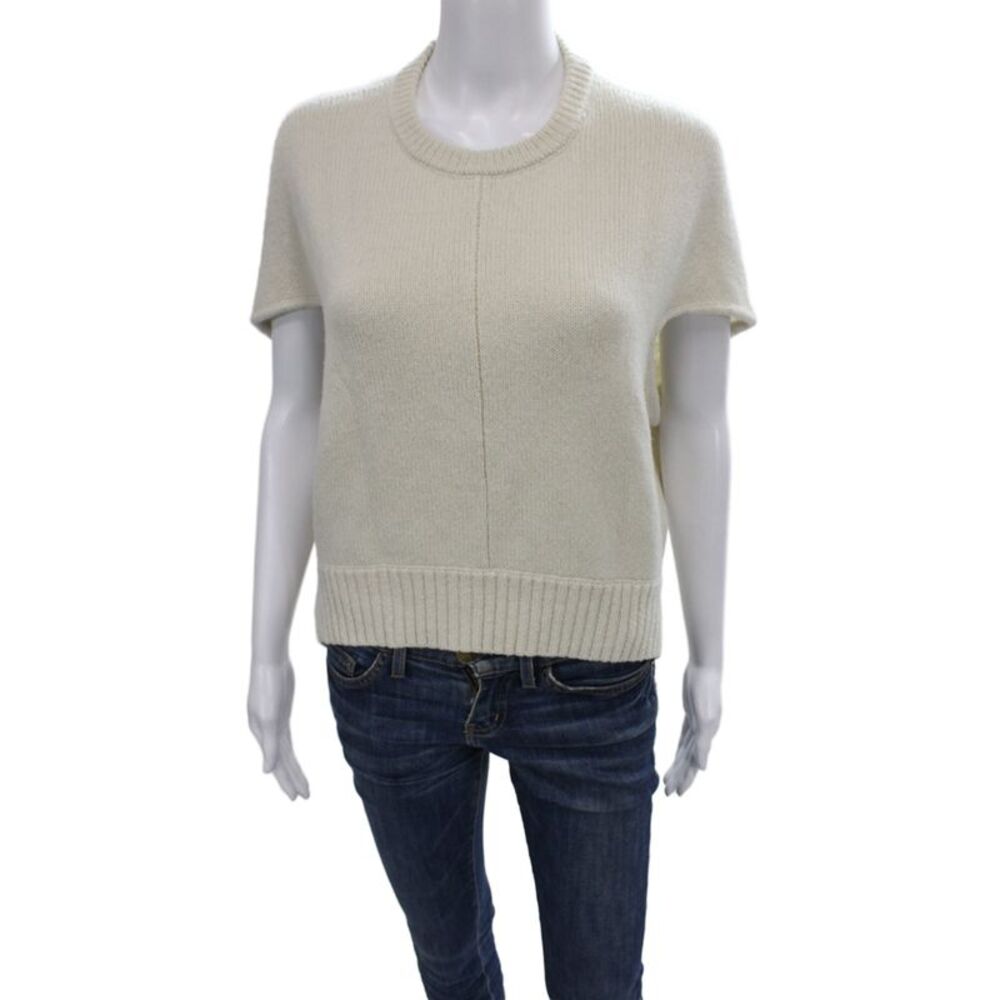 Altuzarra Womens Pullover Sweater Ivory Crew Neck Short Sleeve Size M